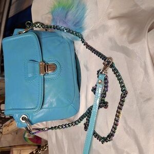 Coach Legacy Blue Green Custom Paint Job Leather Crossbody Bag